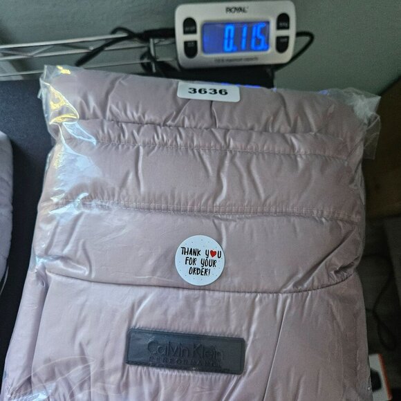 Calvin Klein Performance Womens M Premium Down Puffer Vest Pink Ribbed Sides - Picture 11 of 12